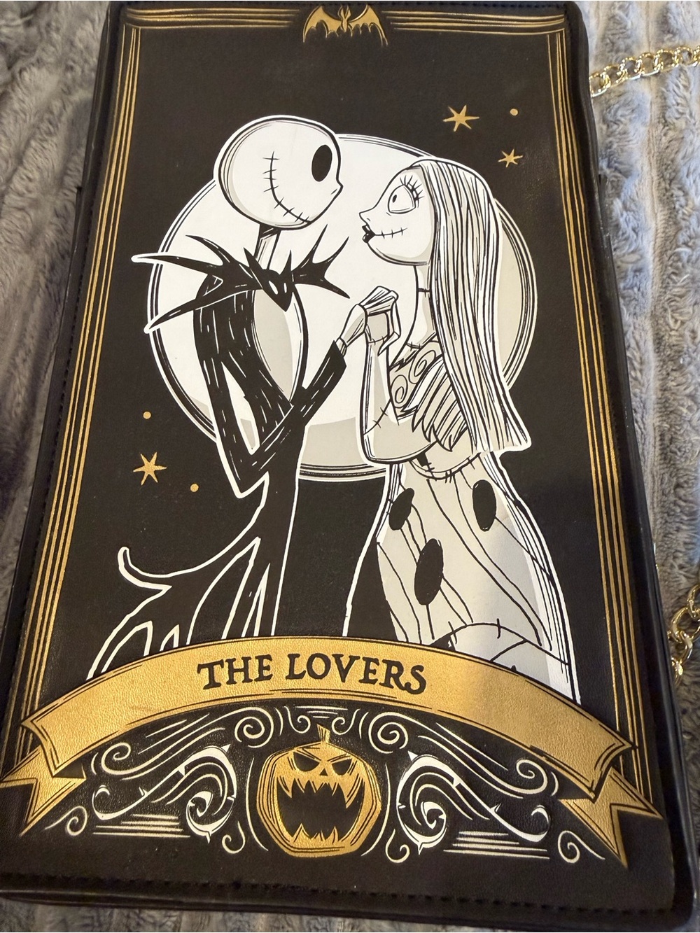Loungefly Black Gold The Nightmare Before Christmas 'The Lovers' Shoulder Bag